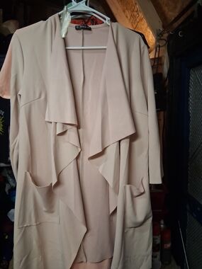 SHEIN Women's Open-Front Waterfall Blazer in Blush